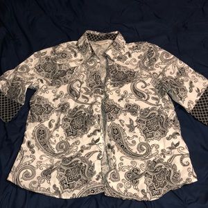 Black and white paisley blouse